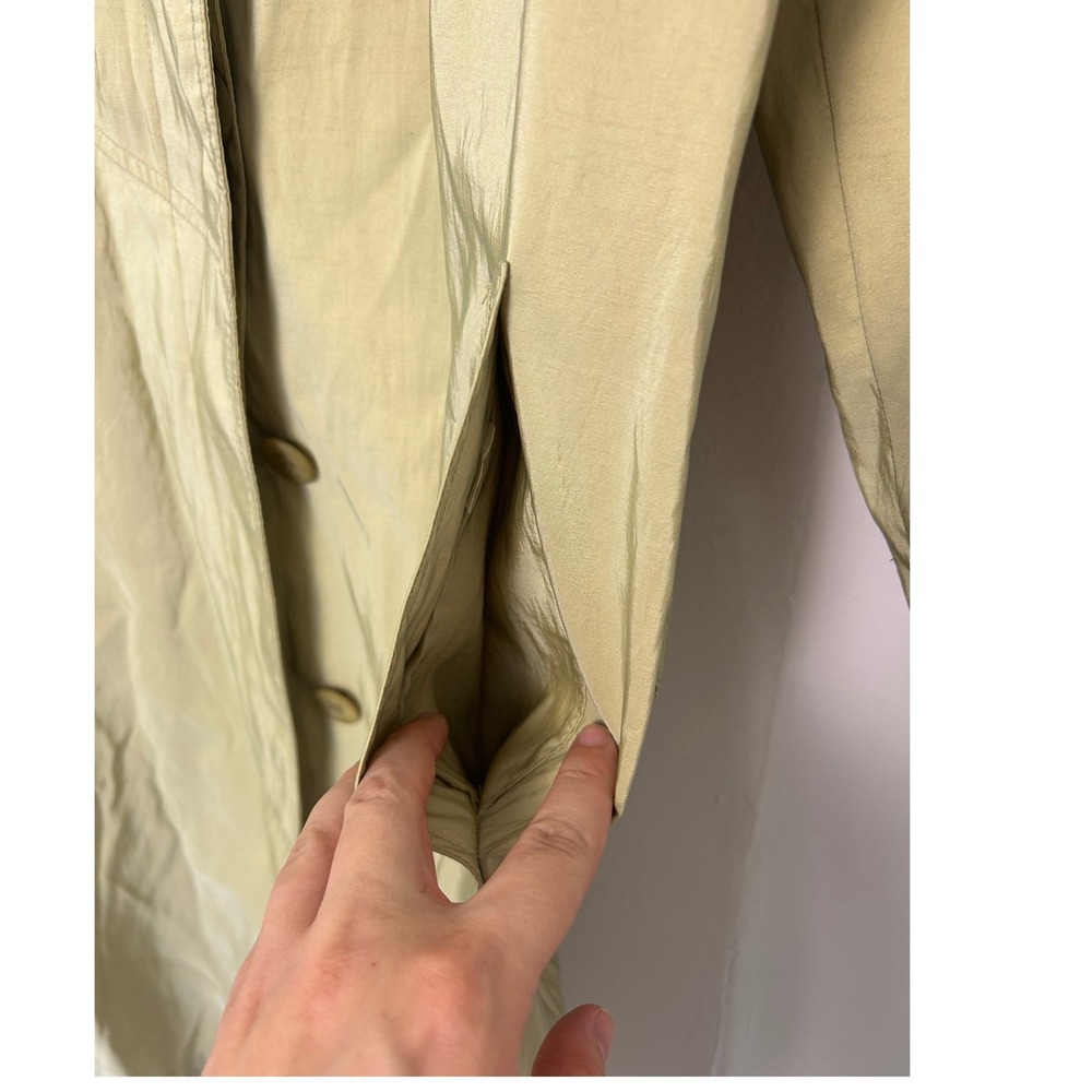 VTG 80s Jones New York Petites Spring Trench Coat Iridescent Green Size 6P USA - Picture 10 of 12